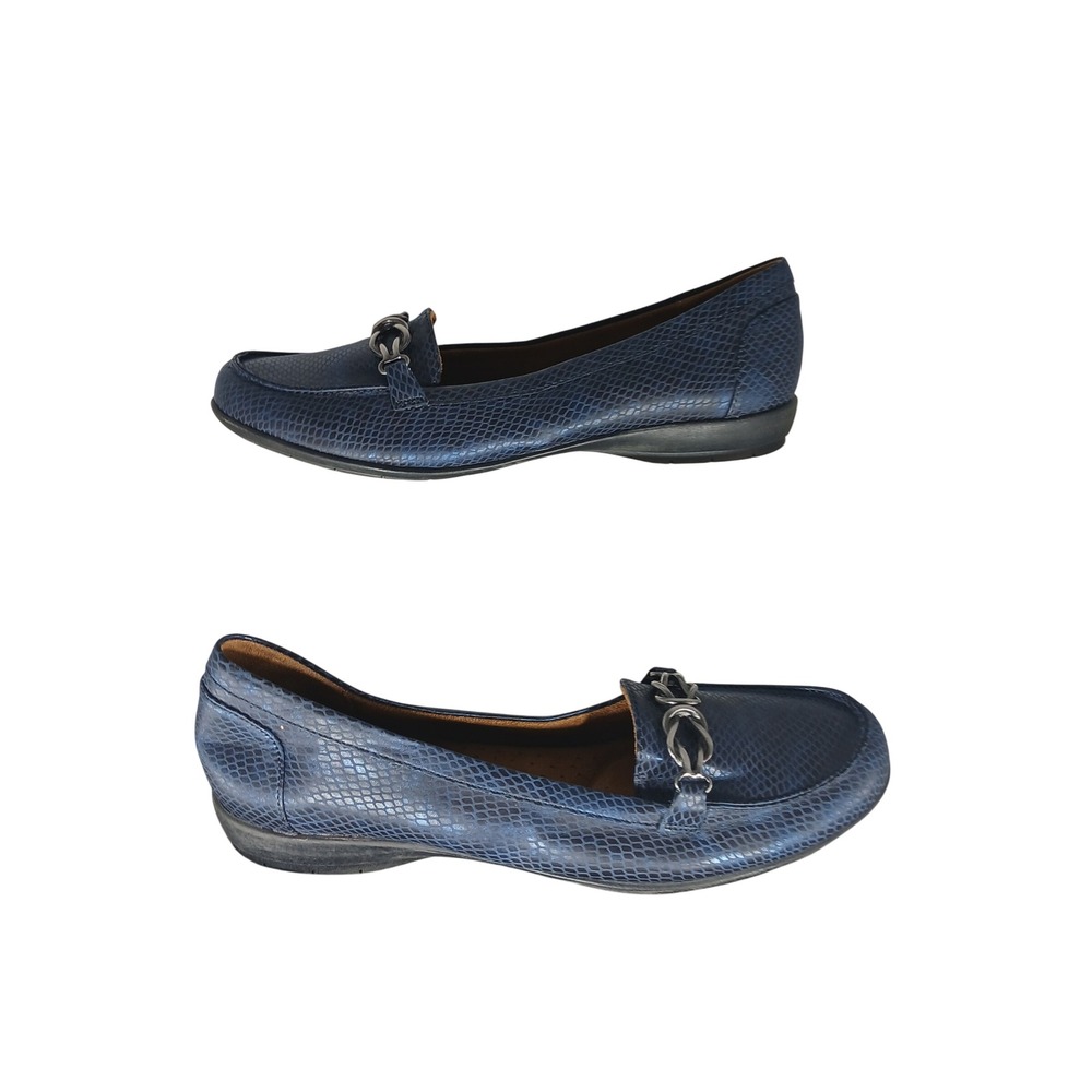 Natural Soul Gratitude Loafers 9.5M Navy‎ Blue Snakeskin Embossed Comfort Flats